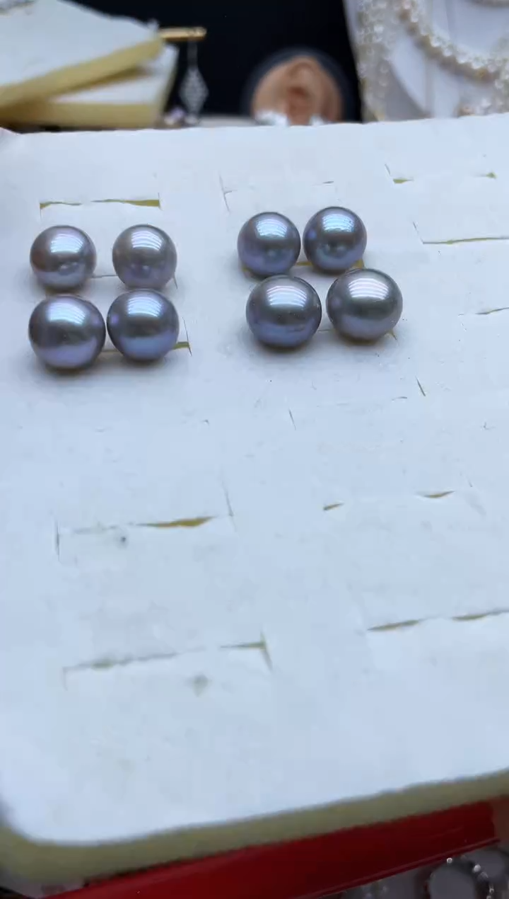 银S925镶嵌耳饰淡水珍珠耳钉多样性发其一