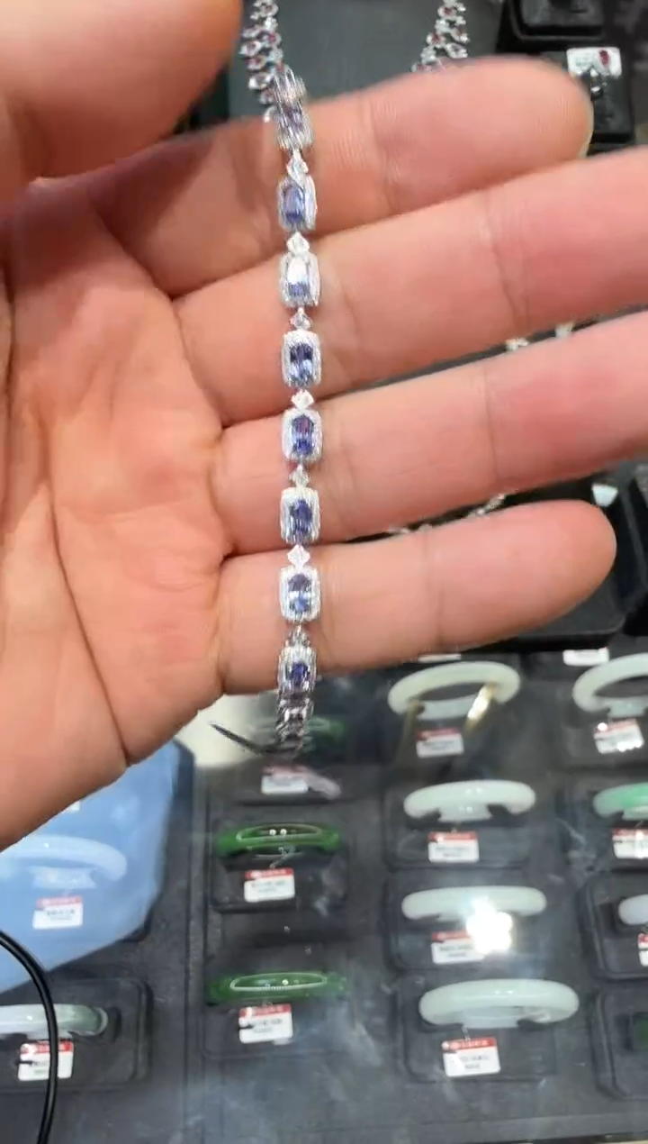 银S925镶嵌手链坦桑石多样性发一