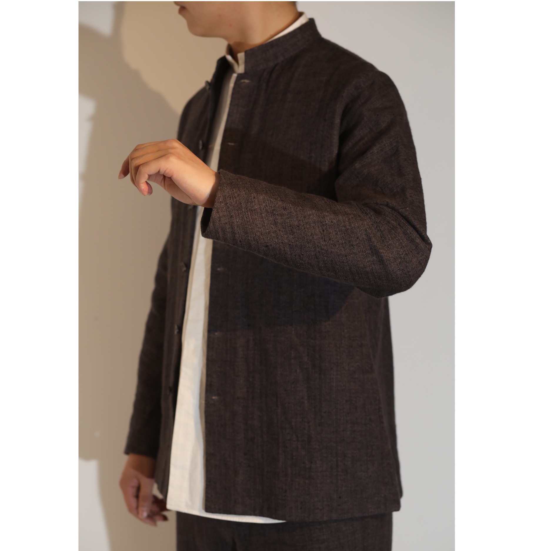 慈航布衣新中式立领棉麻交织外套