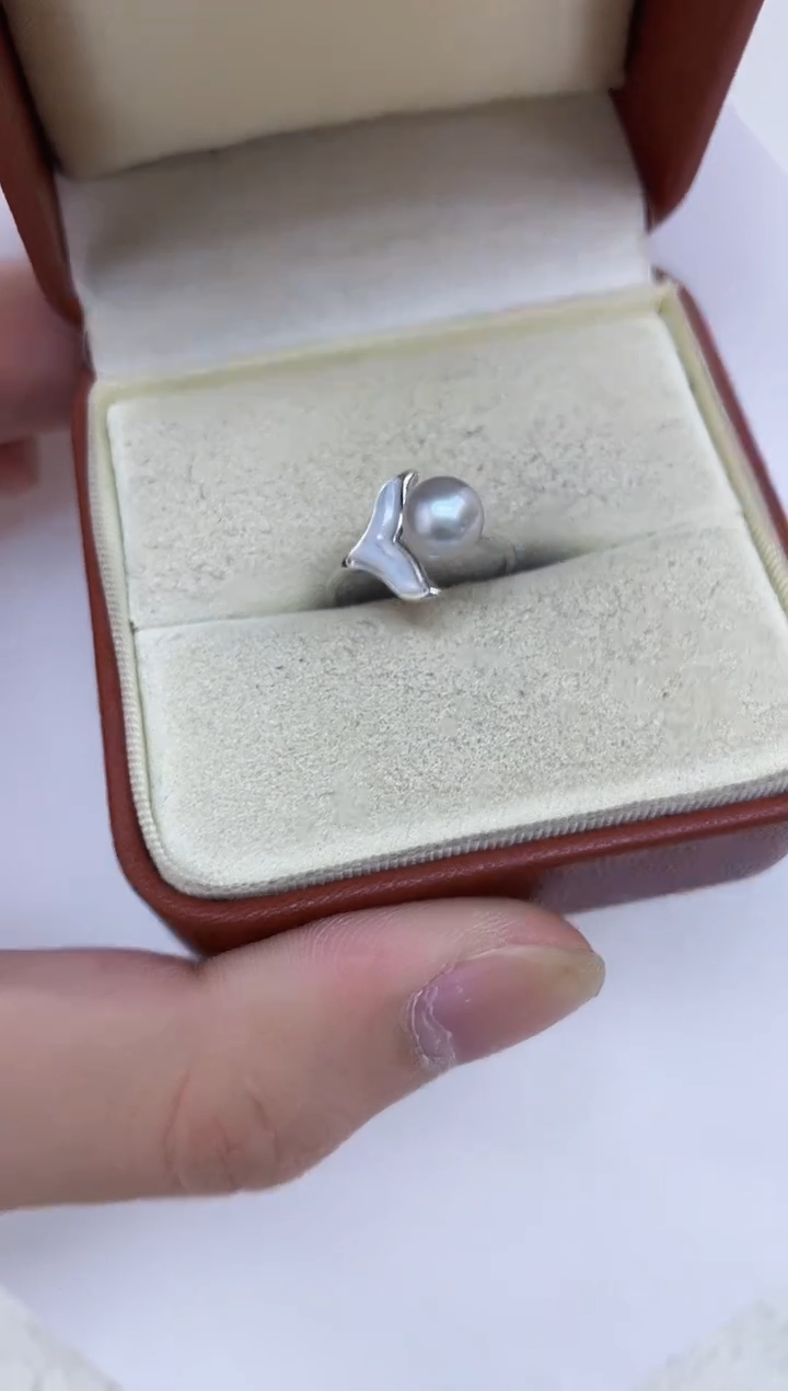 银S925镶嵌海水珍珠戒指