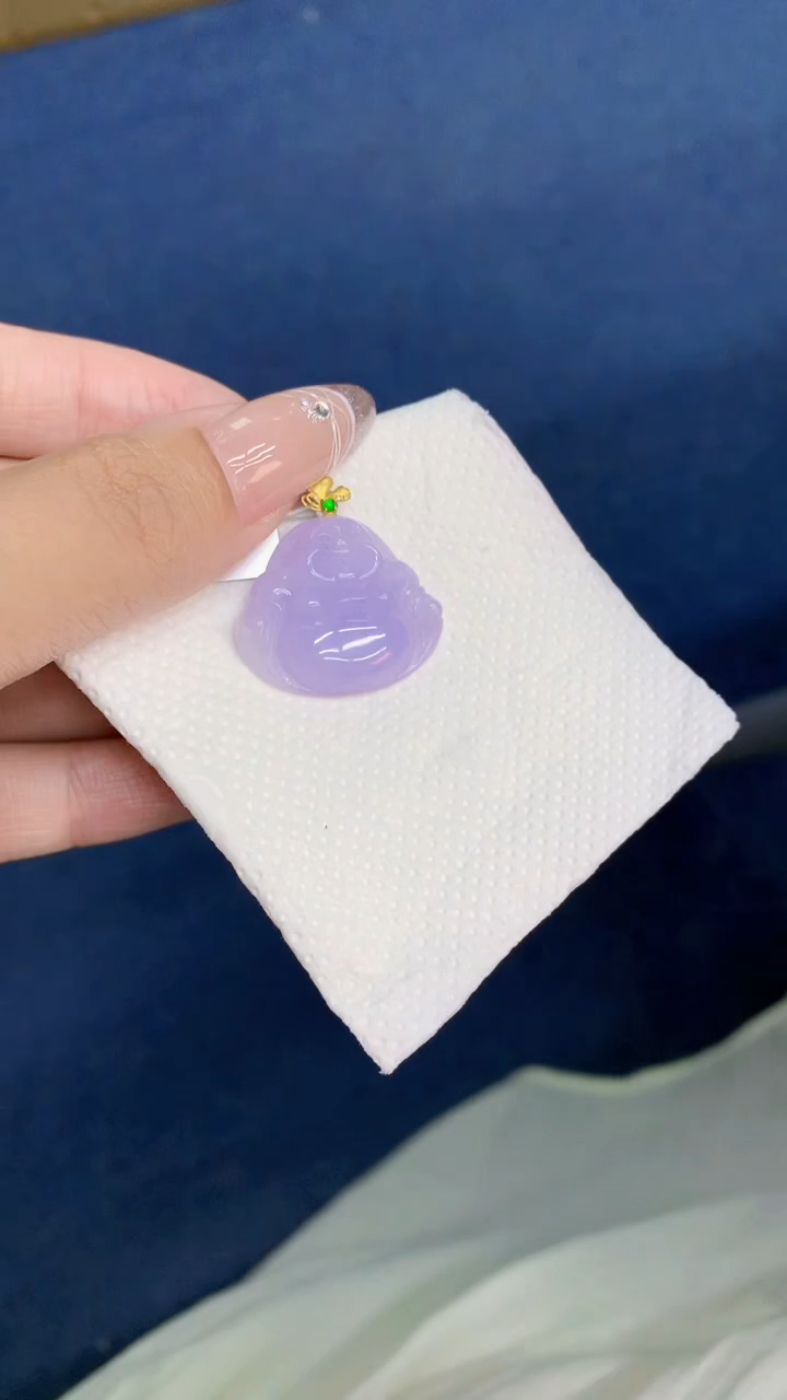 翡翠18K金镶嵌吊坠(不含链)1