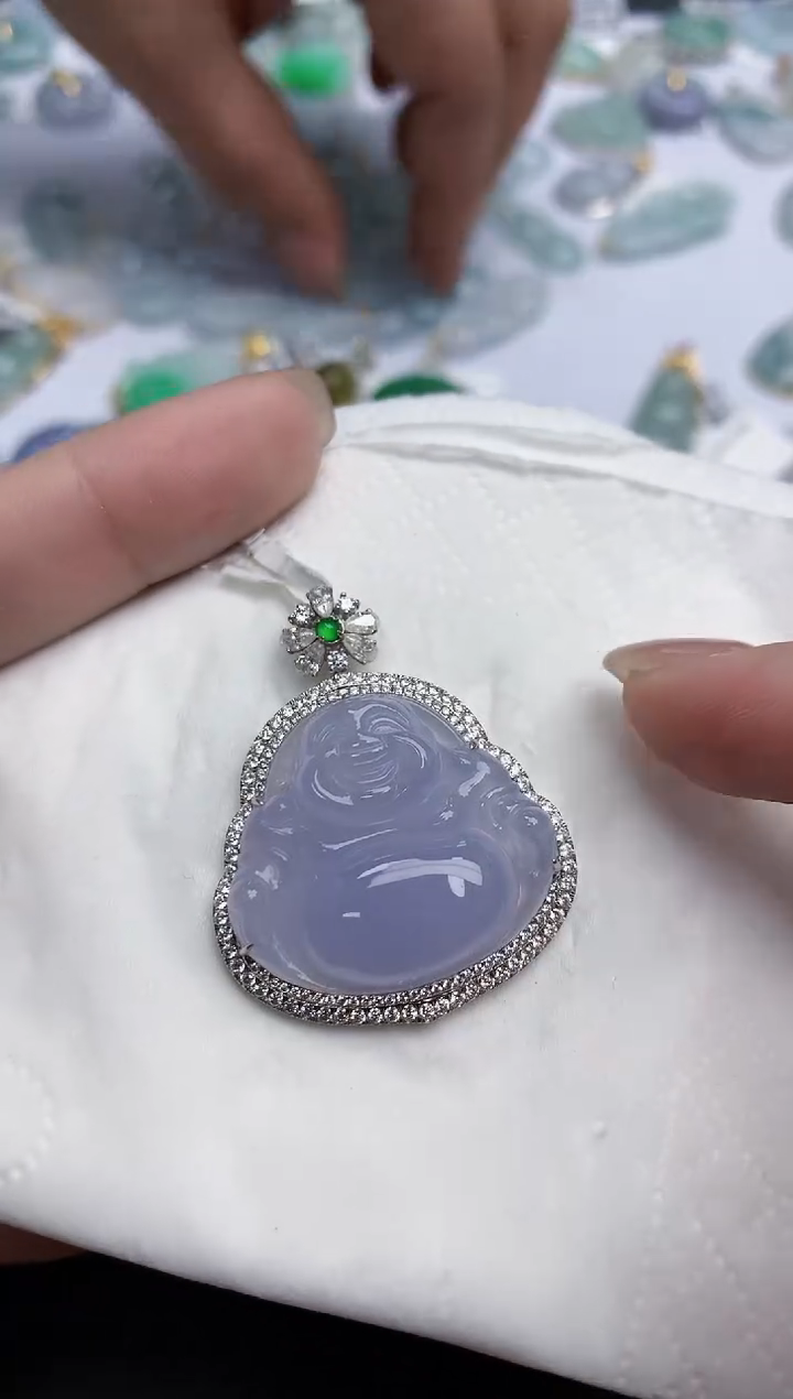 【闪购商品】翡翠颈饰18K金镶嵌天然缅甸翡翠A货