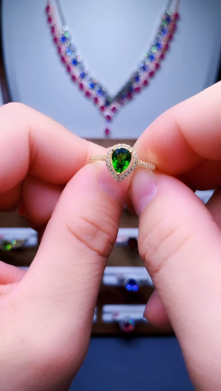 【闪购商品】透辉石戒指银S925镶嵌93-27