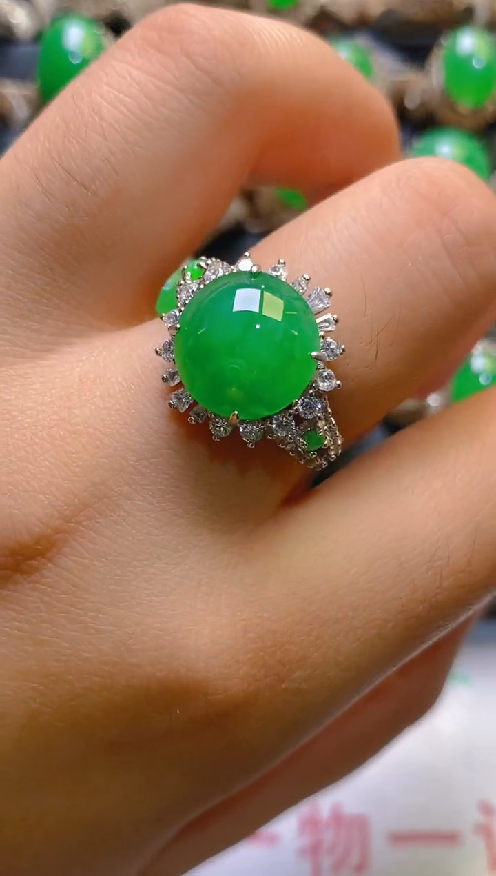 【闪购商品】翡翠银S925镶嵌耳饰天然A货翡翠1