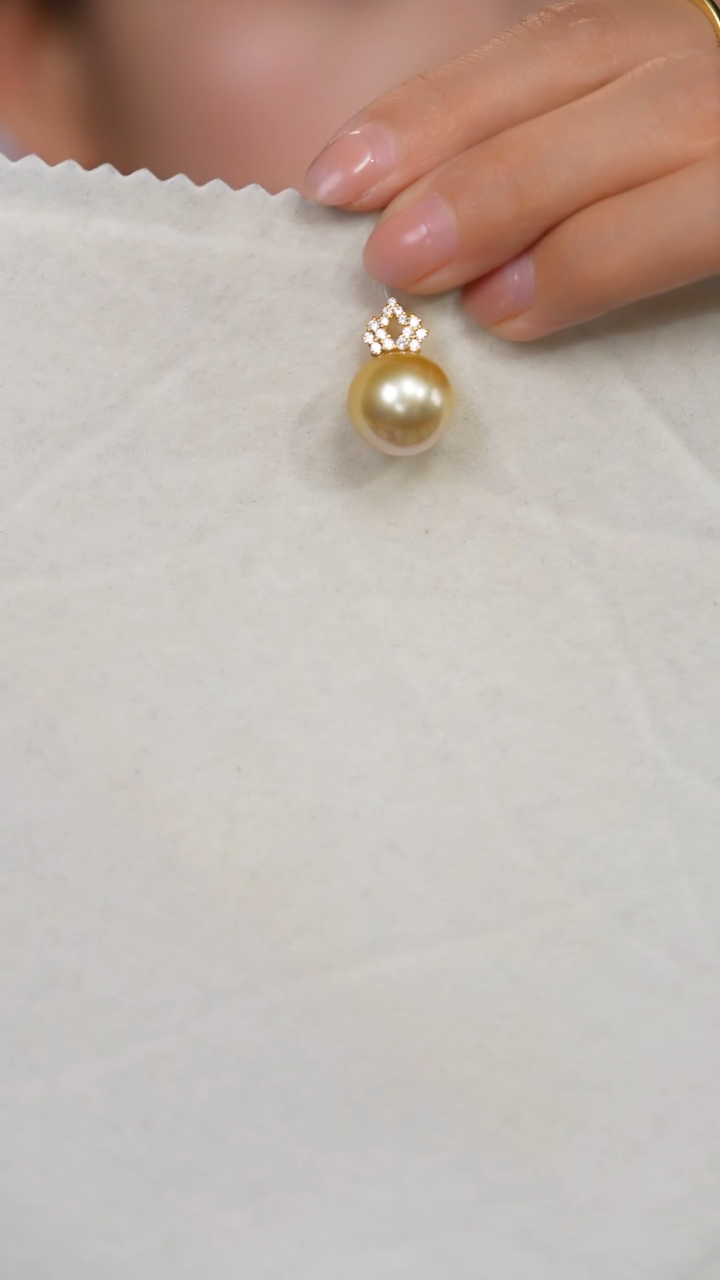 【闪购商品】海水珍珠吊坠(不含链)18K金镶嵌金珠14-15mm