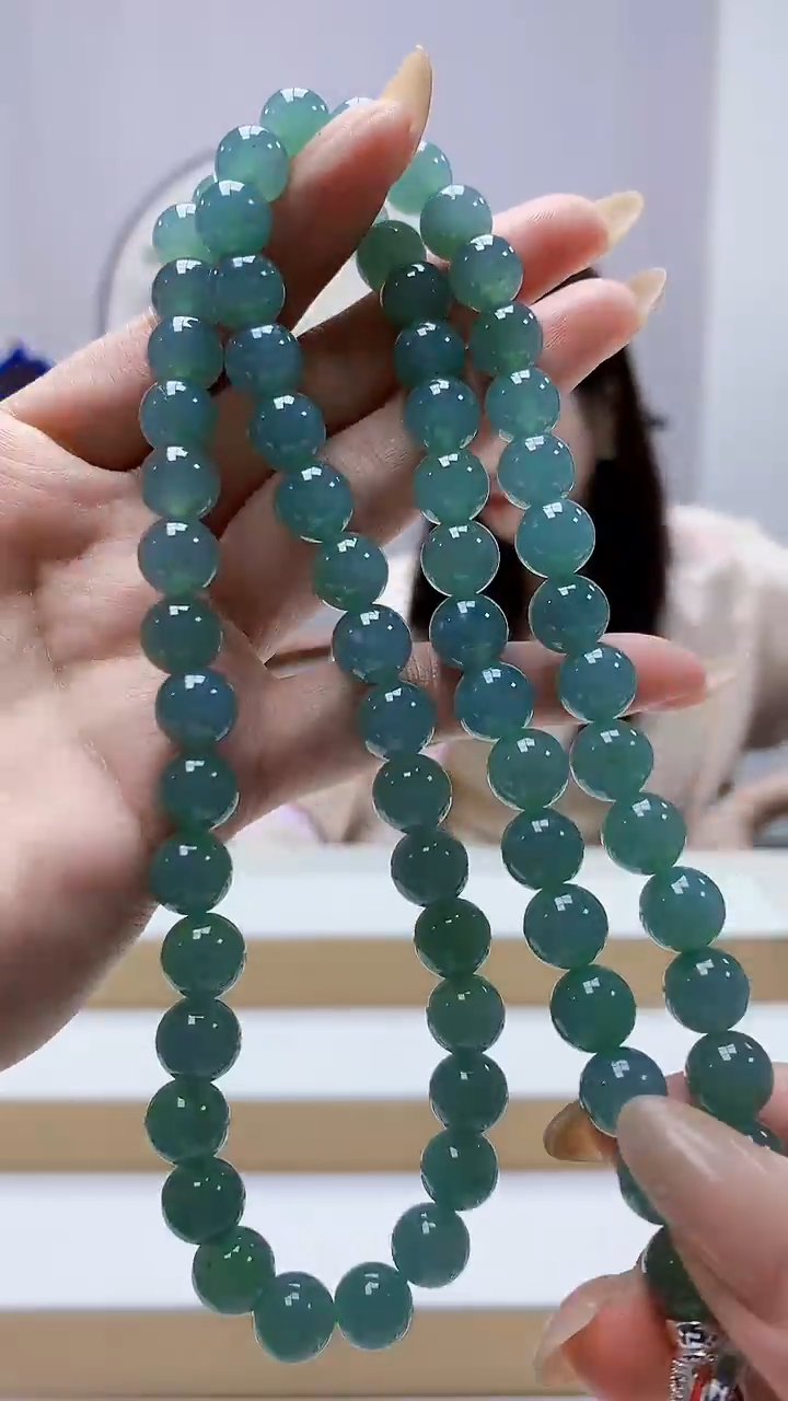 未镶嵌定制翡翠4852MM-毛货珠链156