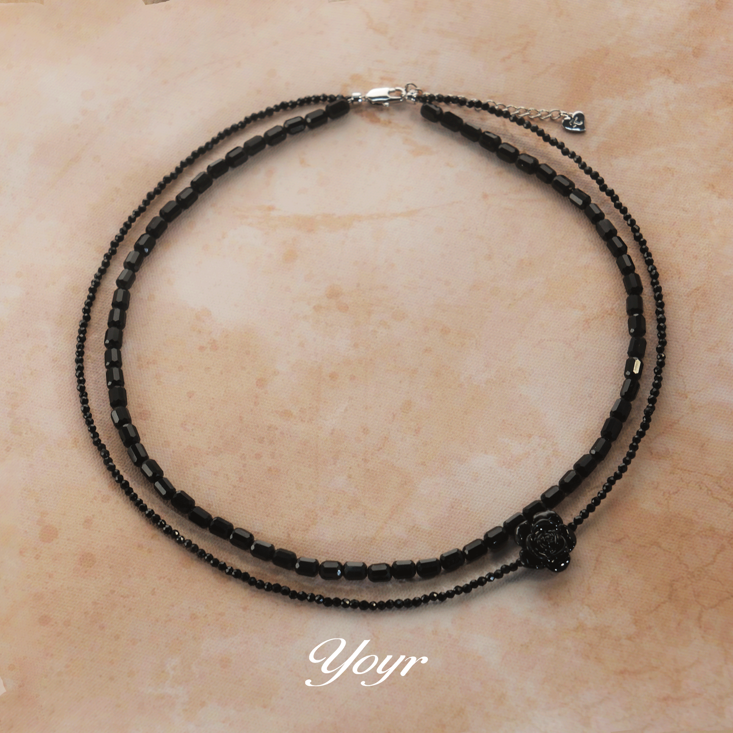 YOYR 铜项链 【秦可儿Kerr专属】黑美人山茶花项链小众轻奢双层项链