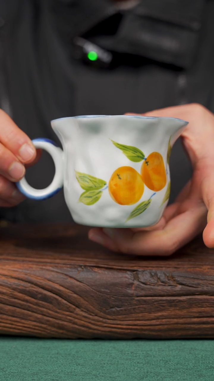 【闪购商品】瓷片寻一缕瓷香杯釉下手工手绘瓷器 枇杷咖啡杯