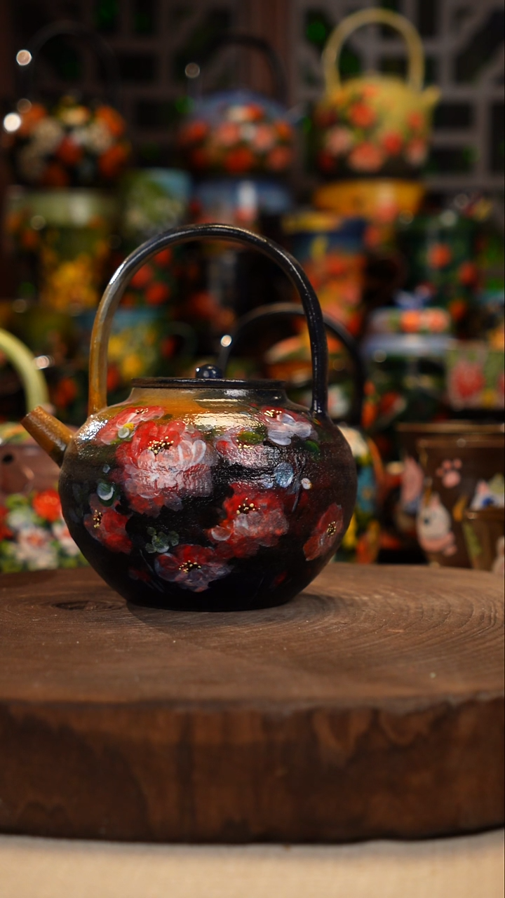 紫砂**油画手绘釉下彩