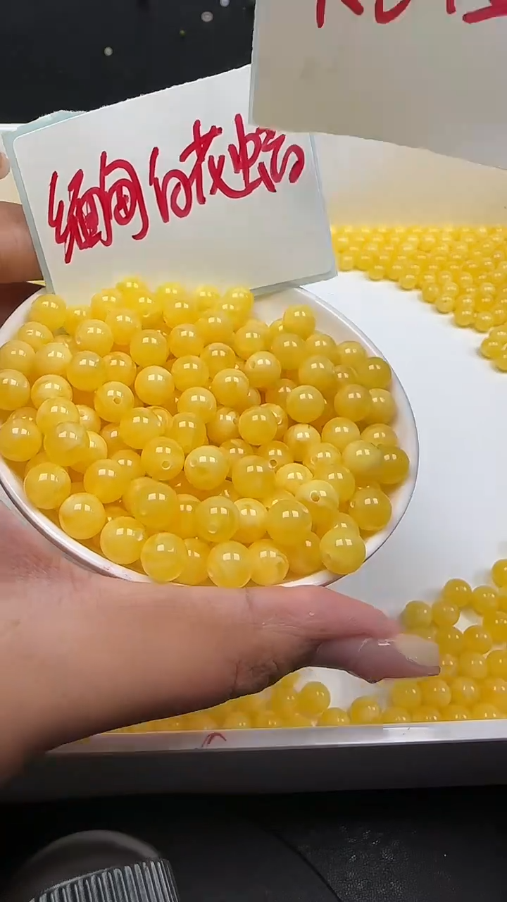 裸石蜜蜡未镶嵌白花蜡圆珠N1010卡8mm15颗