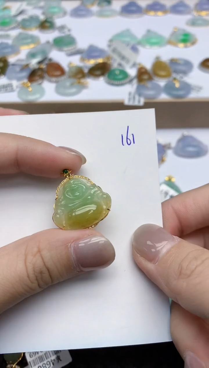 【闪购商品】翡翠颈饰18K金镶嵌天然翡翠A货