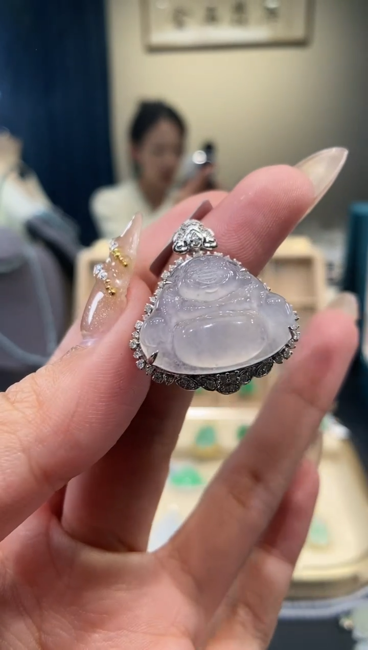 【闪购商品】翡翠吊坠(不含链)18K金镶嵌佛公