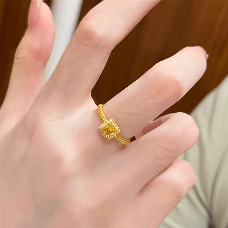 高端精品进口黄铜小方糖戒指可调节活口时尚轻奢