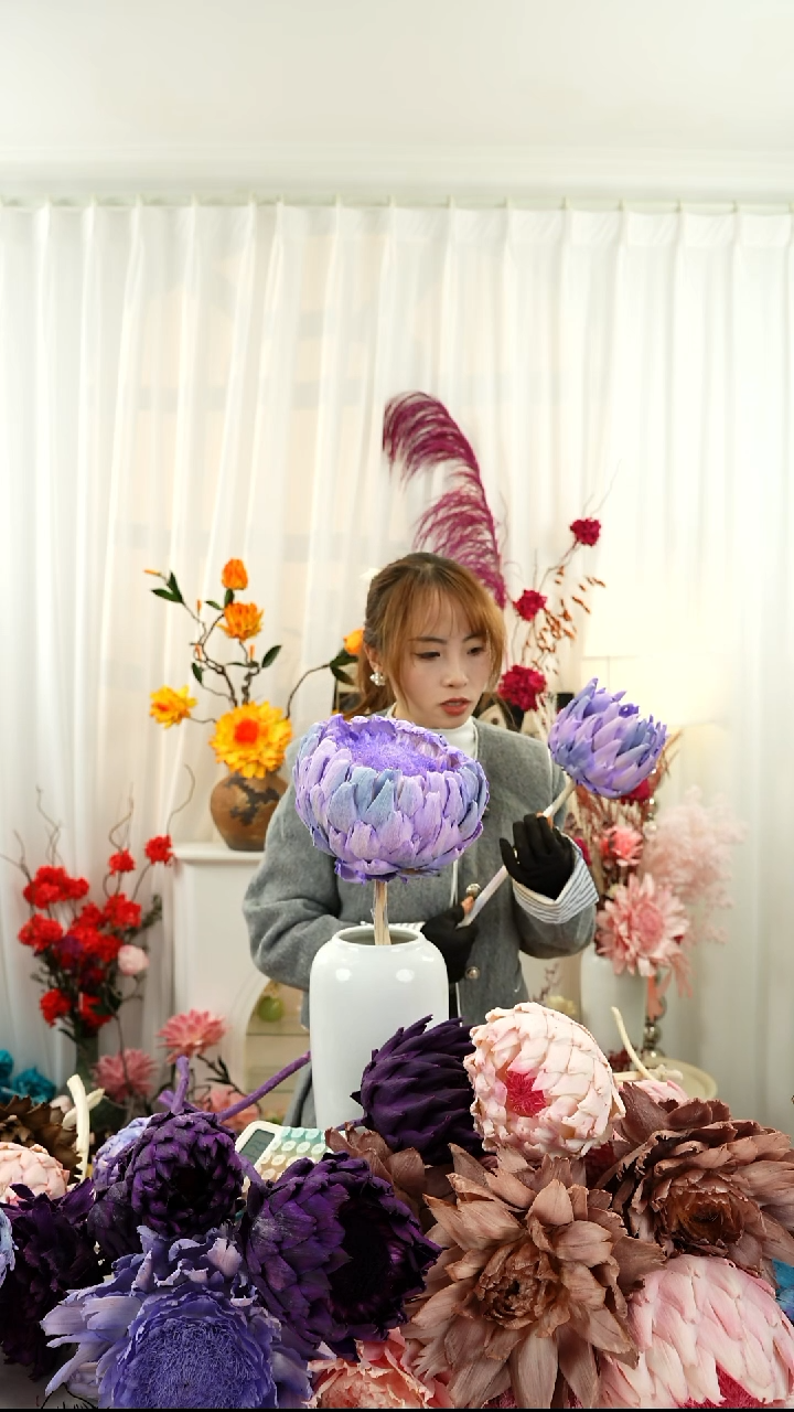 永生洋蓟 霸王花 一个头叶片有伤【蓝紫渐变】A58