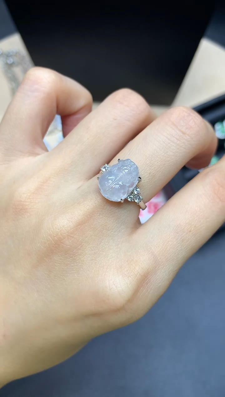 【闪购商品】翡翠戒指银S925镶嵌貔貅【多样性发其一】