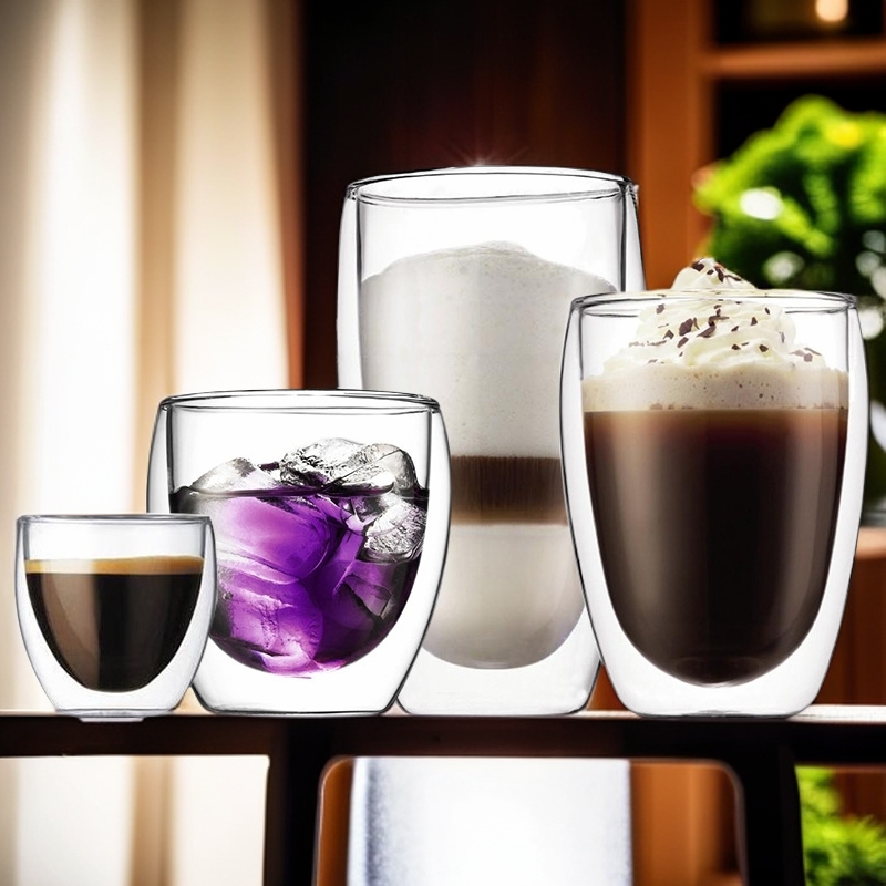 双层咖啡杯美式拿铁杯耐热玻璃透明拿铁挂耳咖啡摩卡意式浓缩咖啡