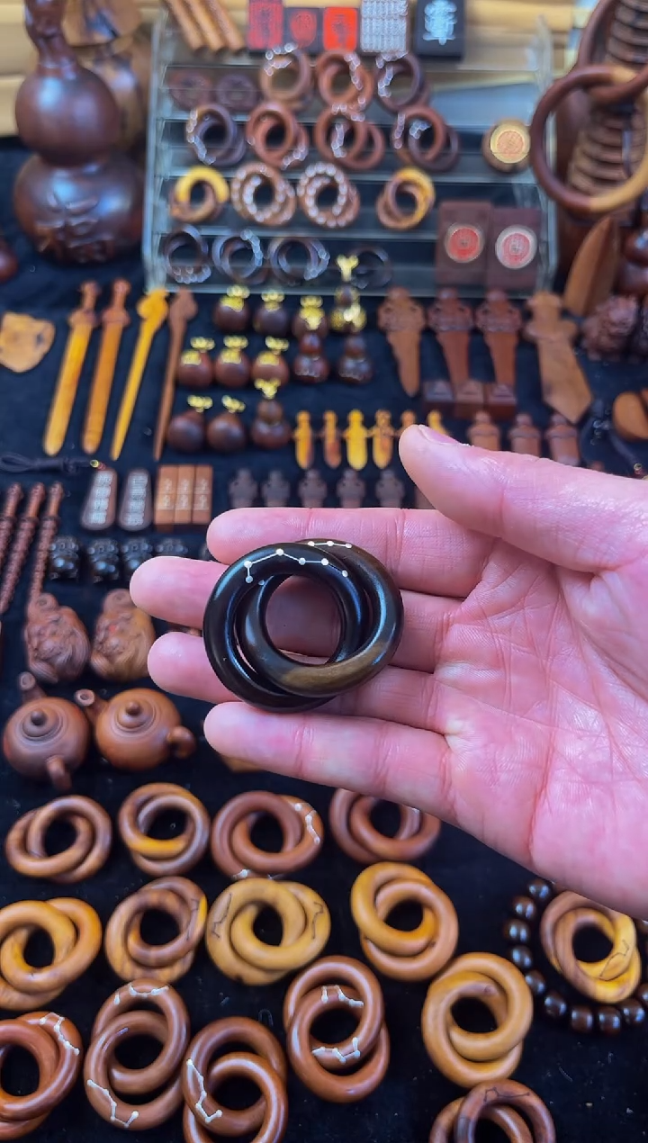 【闪购商品】木枣木玉华银七星小乾坤圈吊坠