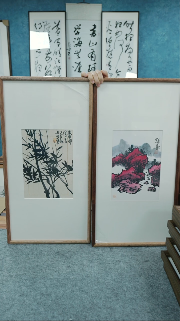 【闪购商品】国画33*66郑志超老师花鸟+山水带框