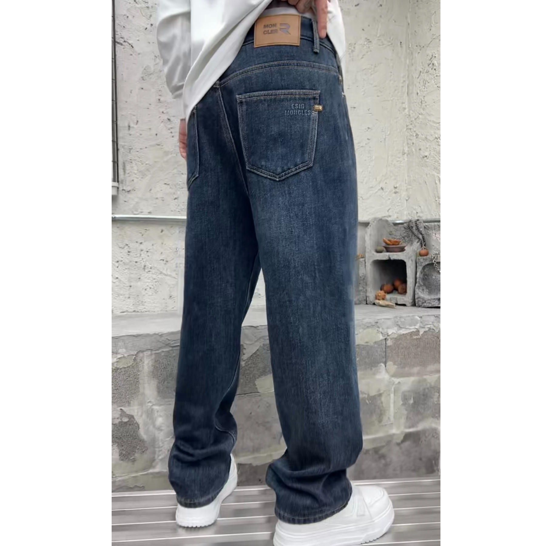 阔腿加绒秋冬牛仔裤大直筒裤宽松