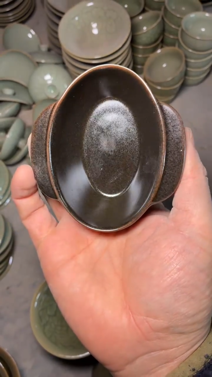 耀州窑仰山茶叶沫耳杯