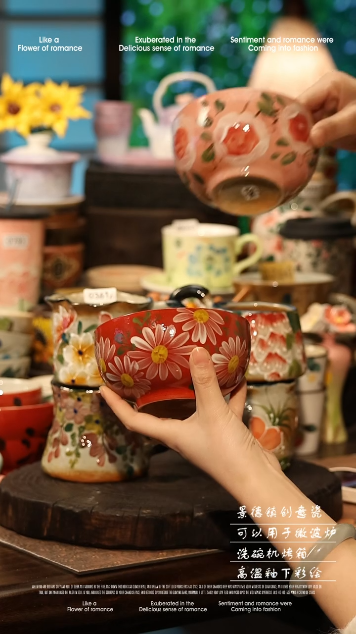 陶瓷景德镇高温釉下彩手工手绘款式