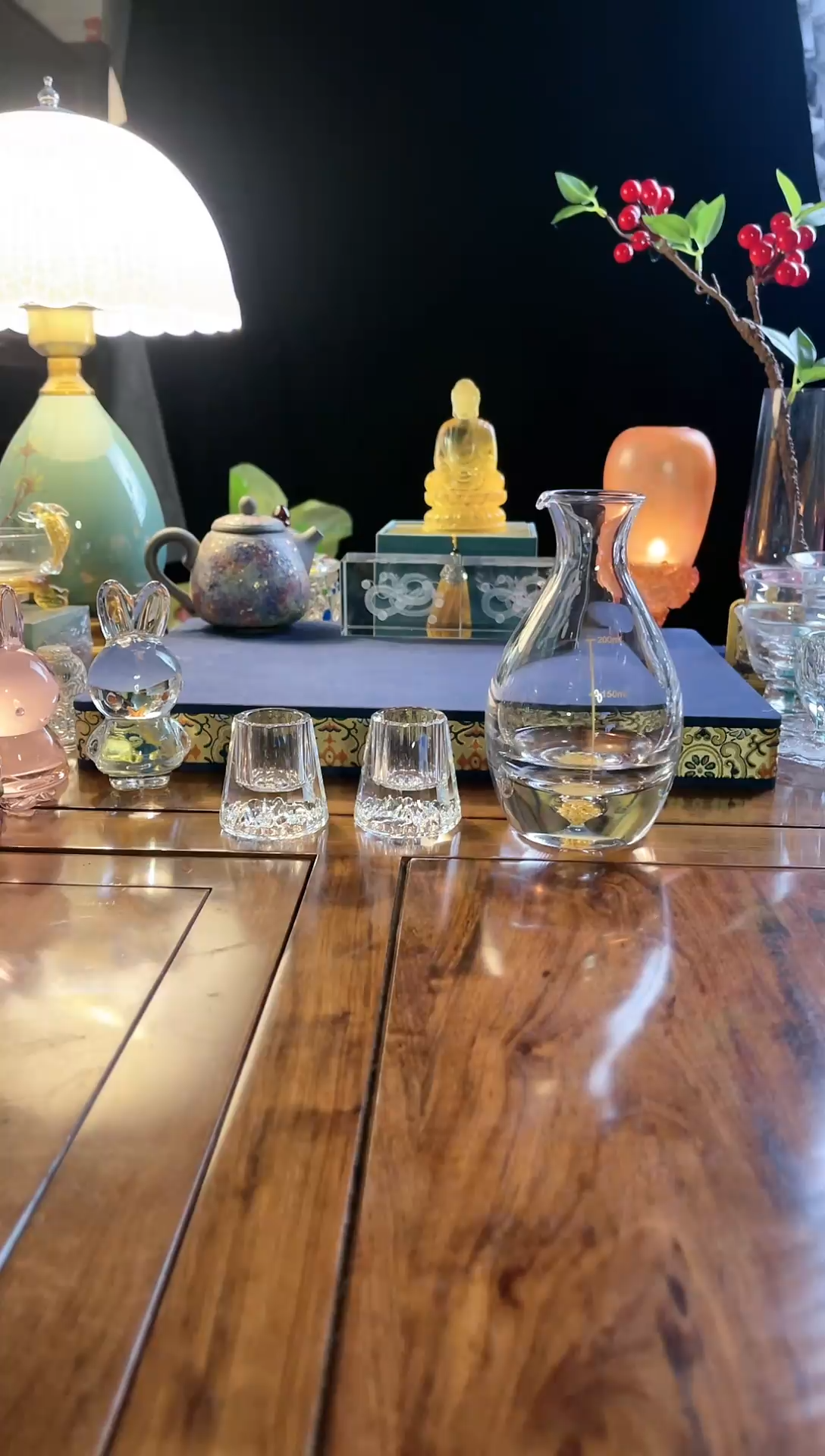 一壶两杯水晶金箔酒具