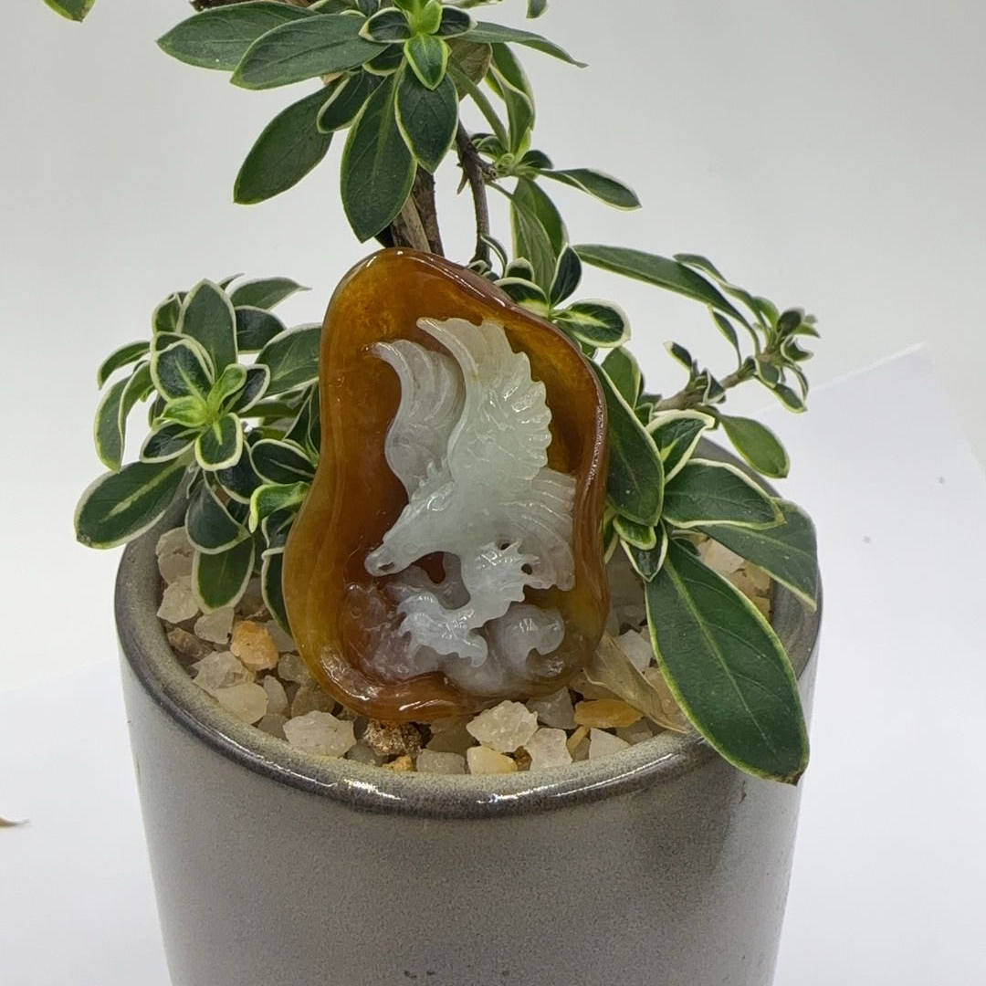 【兴启】纯天然A货翡翠 定制大鹏展翅黄翡