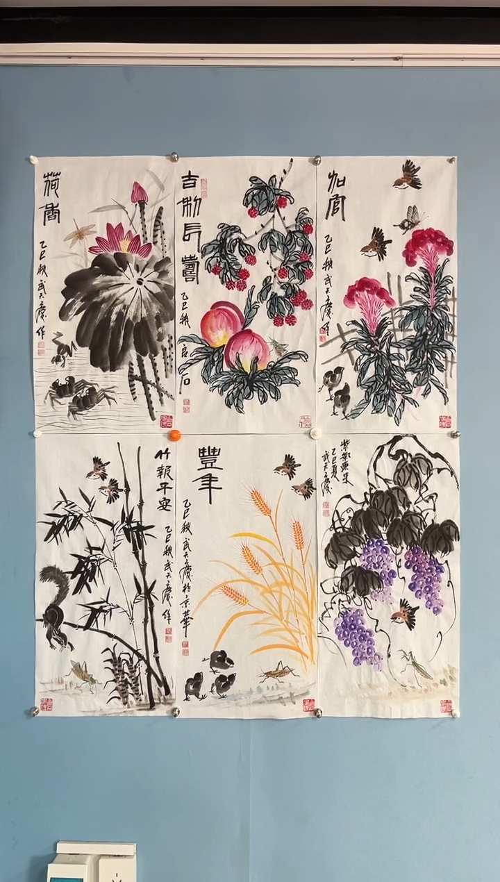 国画用****1武天庆老师六条屏