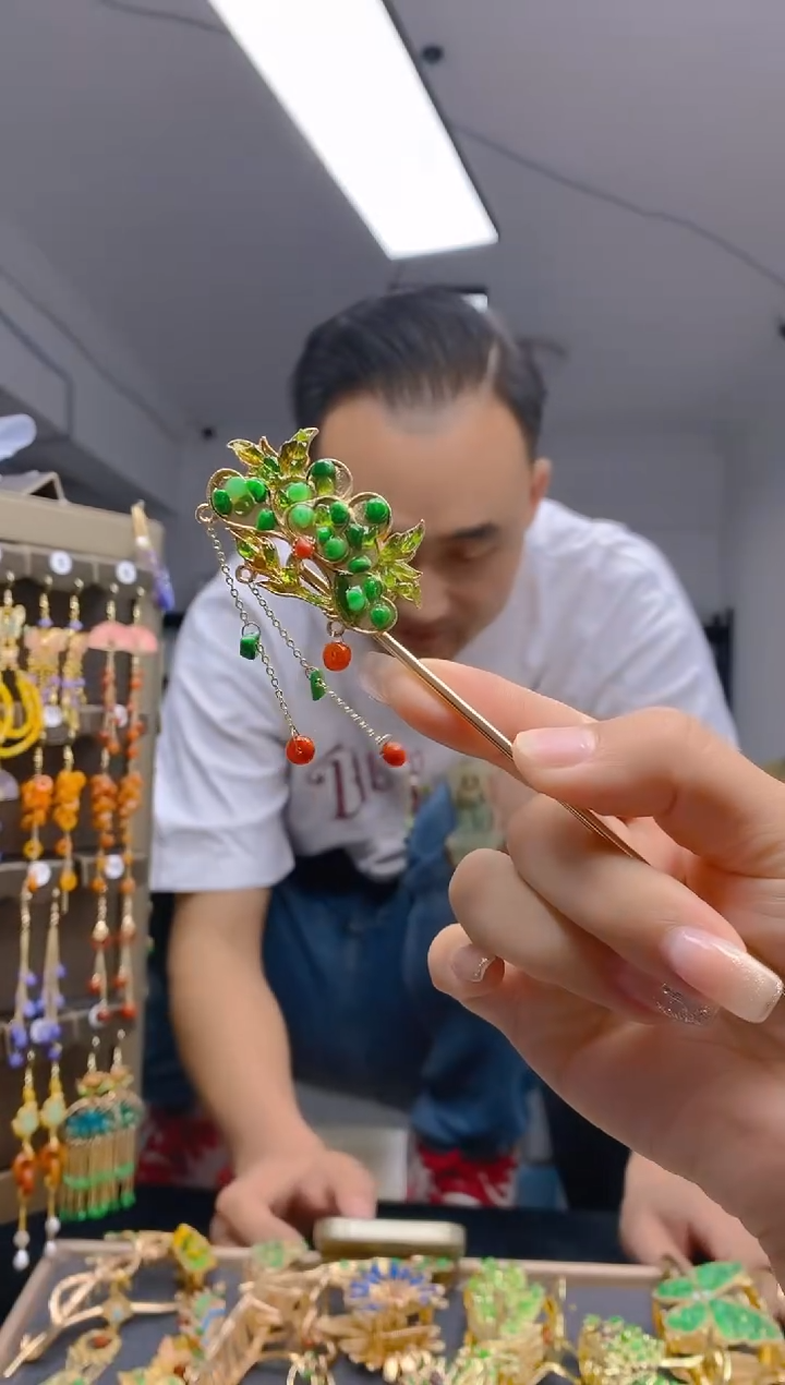 【闪购商品】翡翠耳饰合金315翡翠发簪