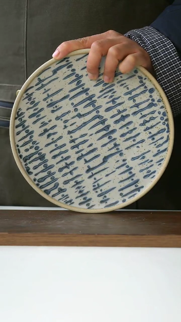 【闪购商品】陶瓷手绘车窗雨滴早餐盘21cm@4-2@