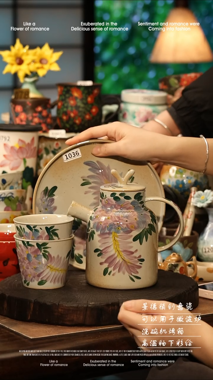 陶瓷景德镇高温釉下彩手工手绘款式@A1036@