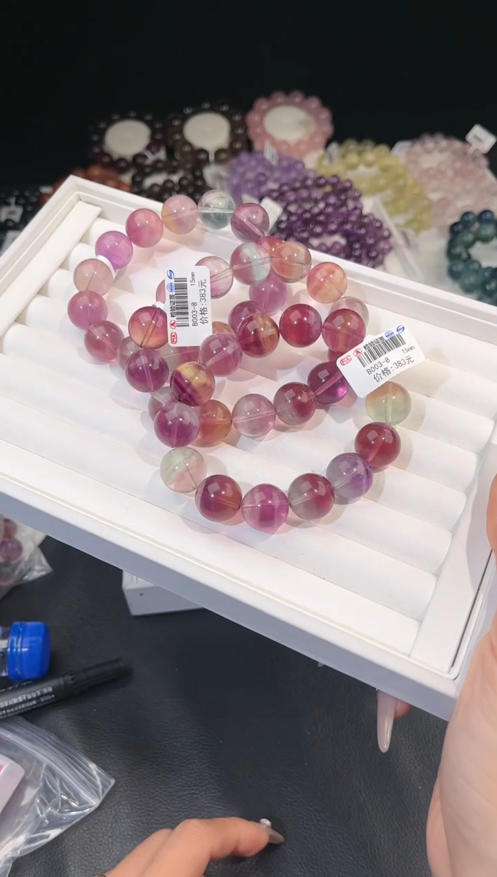 【闪购商品】萤石手链未镶嵌多样性发一彩萤石15mm