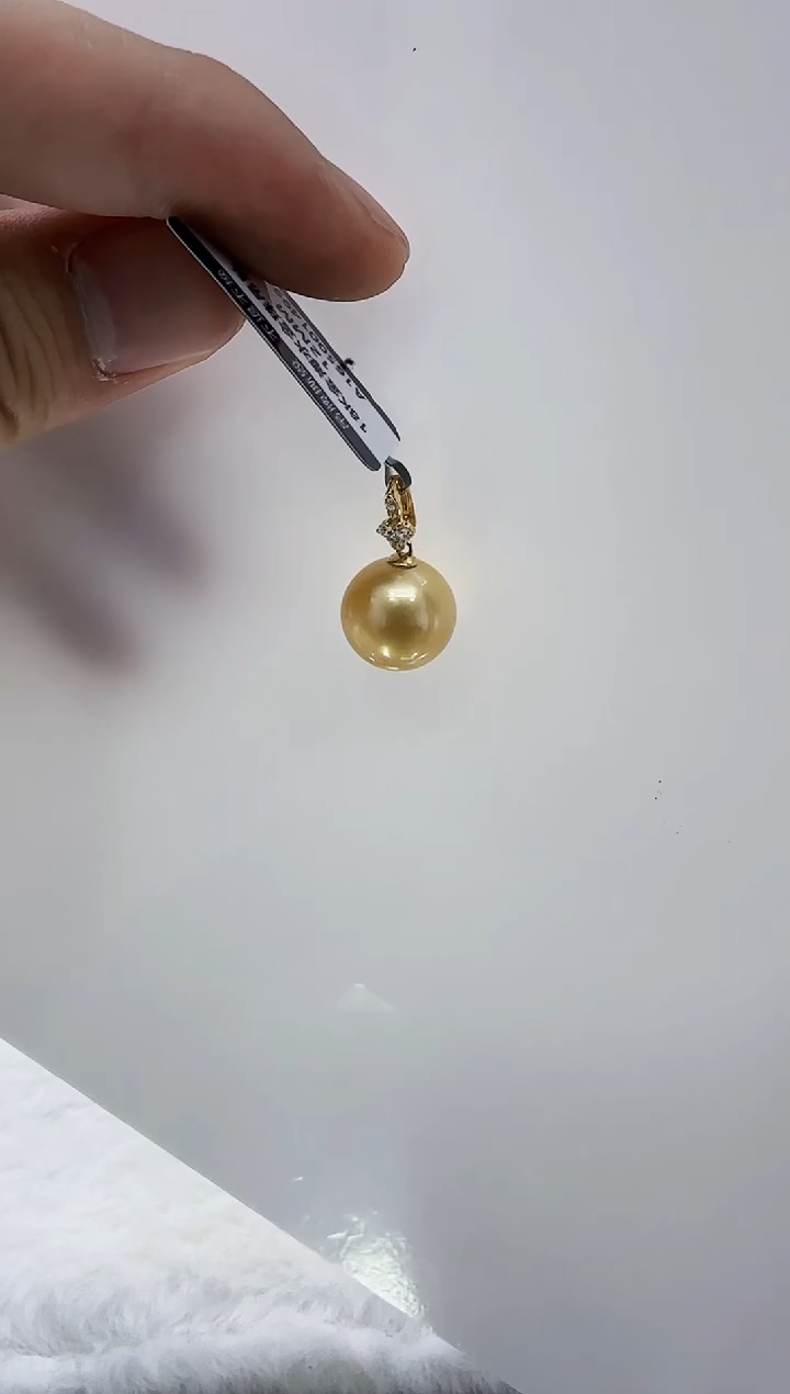 18K金镶嵌海水珍珠DA 金珠吊坠12-13 A165
