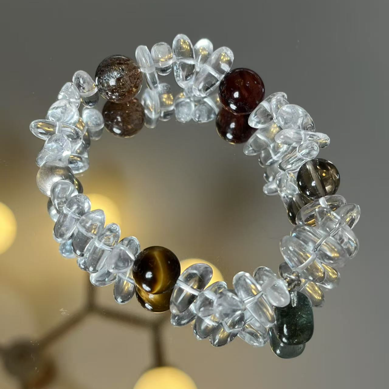 【五福环绕】水晶手串随型绿幽灵W0076多样性发一