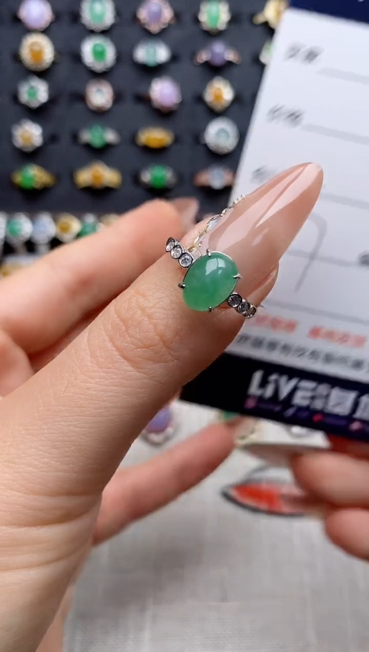 银S925镶嵌戒指翡翠.