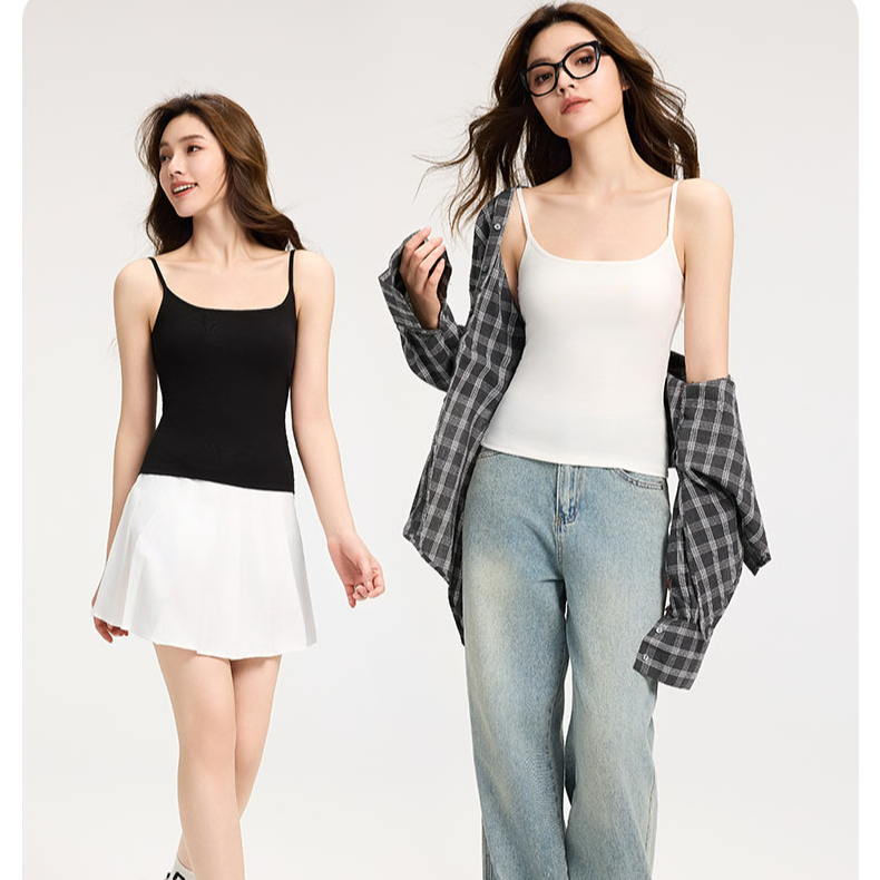 【水蛇腰】凉感不走光不透杯领口加高超隐形肩带可调百搭吊带A8681