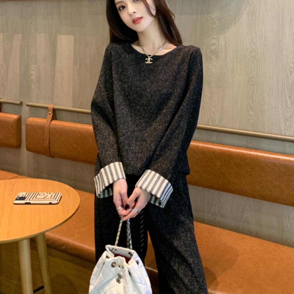 开春穿搭小香风套装女2025新款显瘦减龄气质时尚休闲阔腿裤两件套