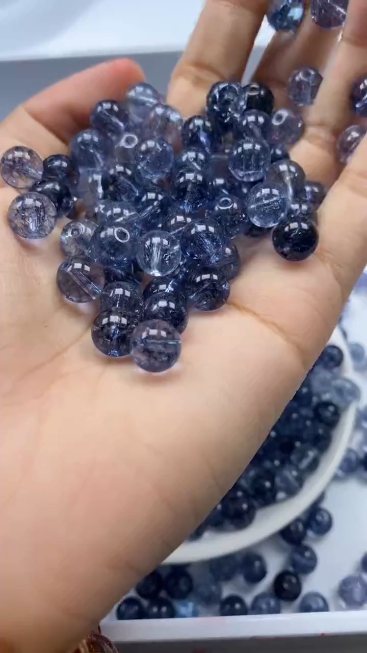 颈饰未镶嵌水晶w2463伦敦蓝碧玺8mm*10颗