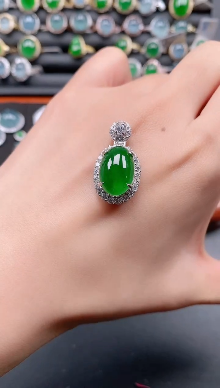 银S925镶嵌戒指翡翠111