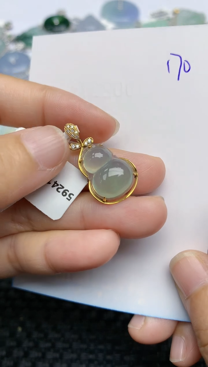 【闪购商品】翡翠挂件18K金镶嵌天然A货翡翠 170