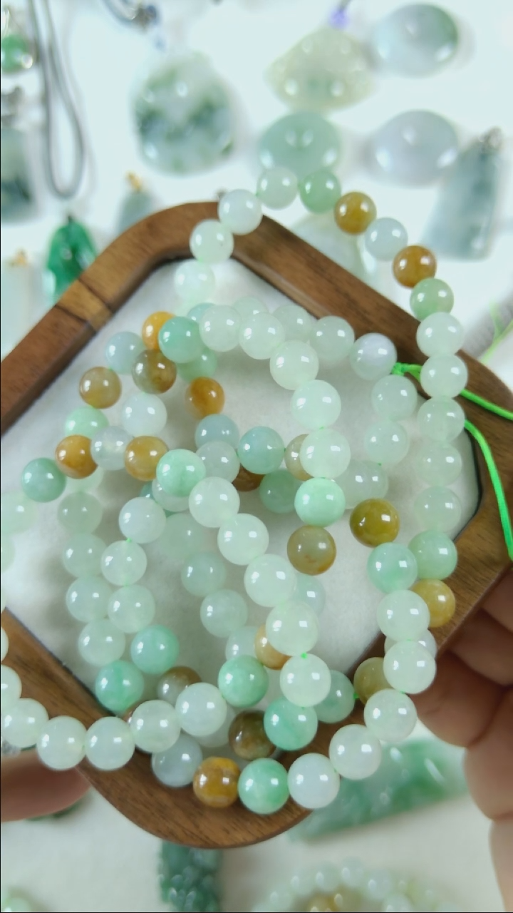 翡翠未镶嵌吊坠(不含链)天然缅甸a货翡翠多宝珠串8mm