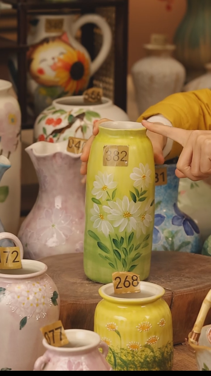 陶瓷景德镇设计师手作花器摆件侘寂风@M382@