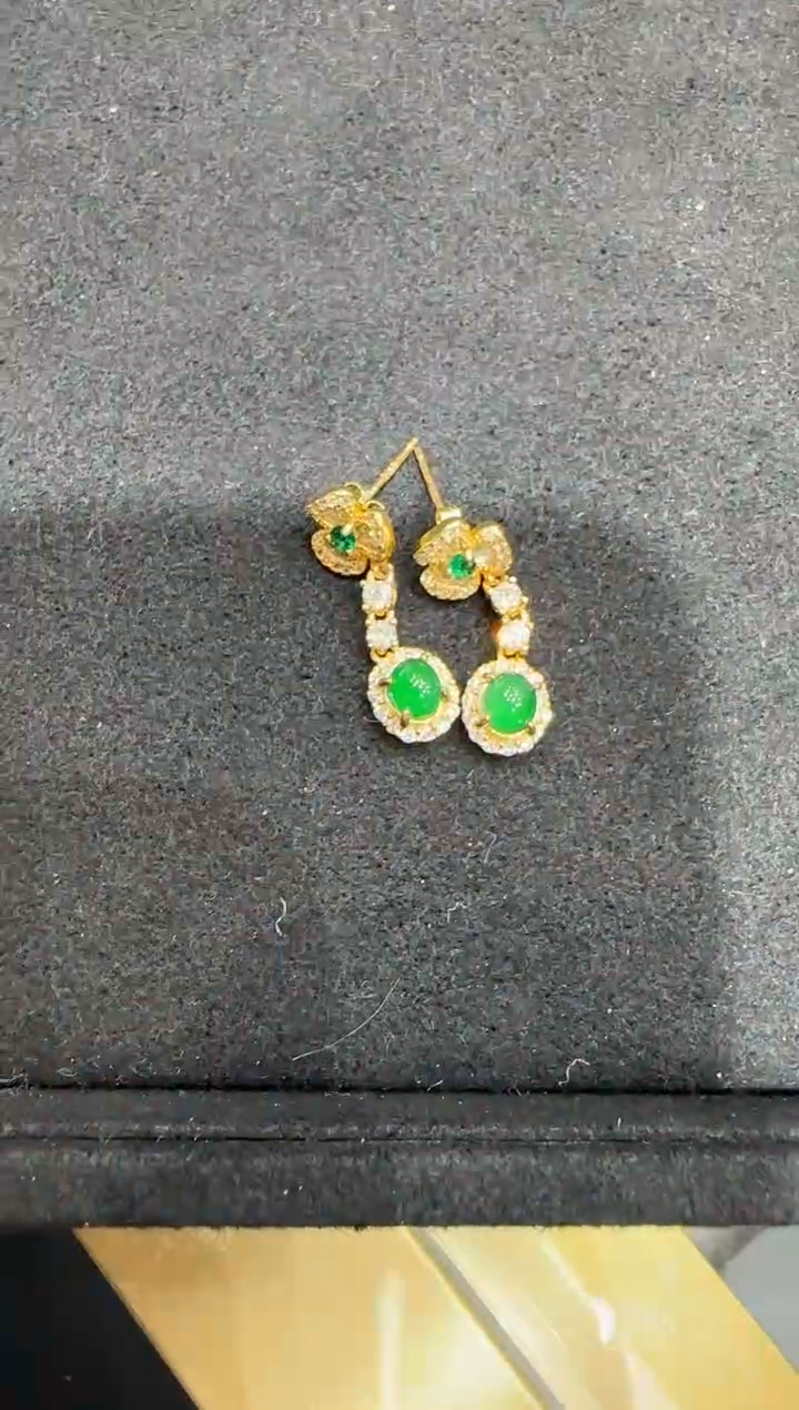 【闪购商品】翡翠耳饰银S925镶嵌没有鉴赏期