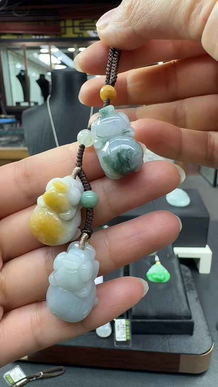 未镶嵌挂件翡翠萍*小猪挂件