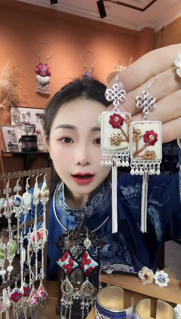 刺绣纯手工民族风耳环