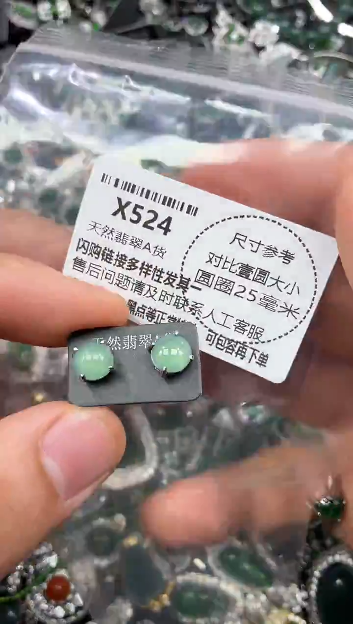 颈饰未镶嵌翡翠X524耳钉