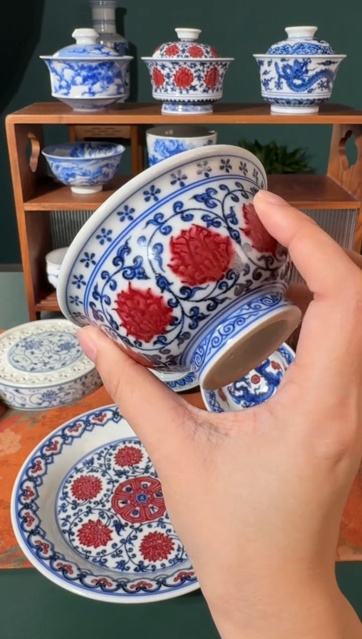 【闪购商品】杯永明尚玩缠枝莲青狮心压手