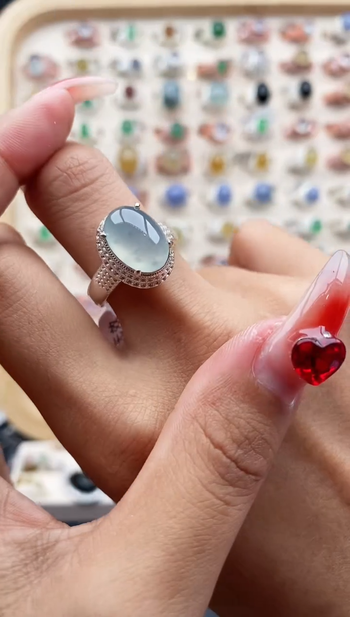 【闪购商品】翡翠戒指未镶嵌缅甸天然A货翡翠333  10+3