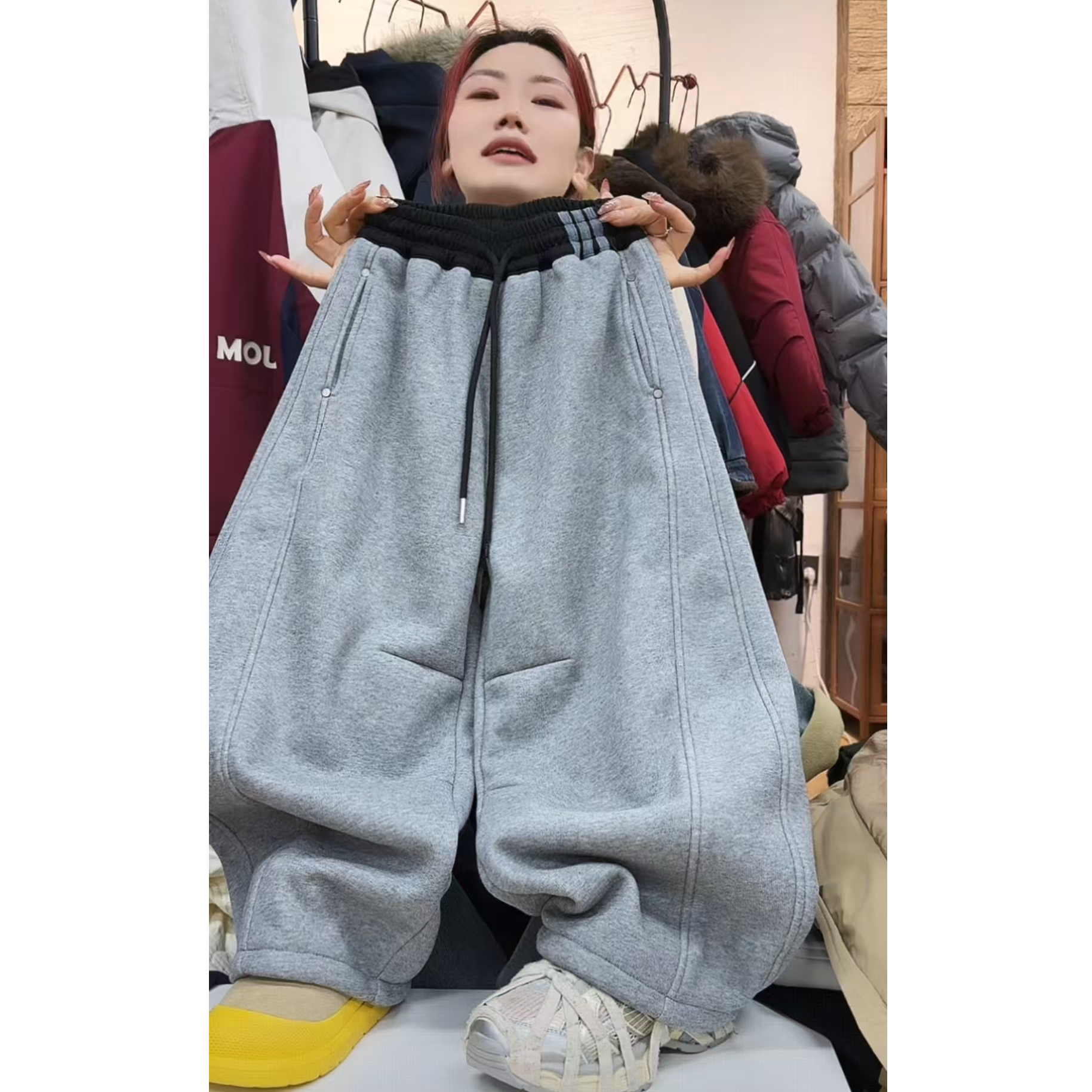 吾2025【Y】12月5日 儿童男童女童时尚灰色加绒卫裤5933-