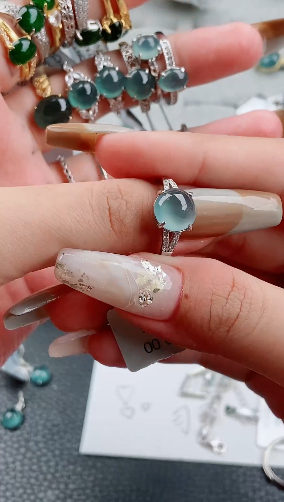 【闪购商品】翡翠戒指银S925镶嵌戒指148